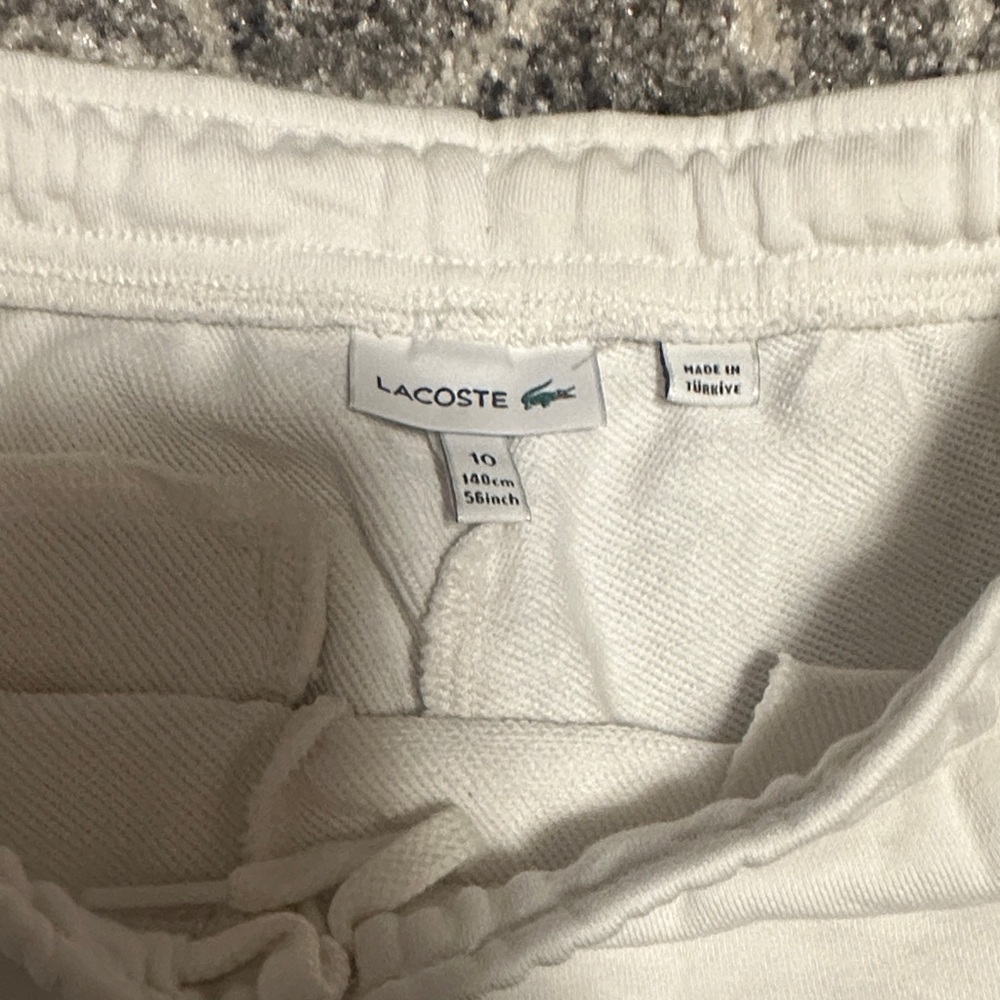 Lacoste youth boys cream color logo Cotton Shorts - Picture 2 of 4